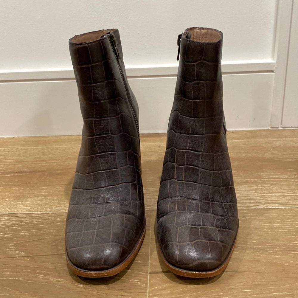 Madewell Ankle Bootie in Croc Embossed Leather